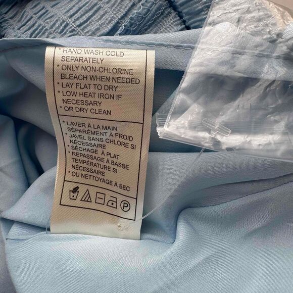 NWT Steve Madden Blue Short Sleeve Gathered Neckline Tiered Skirt Abrah Dress M - Picture 13 of 15